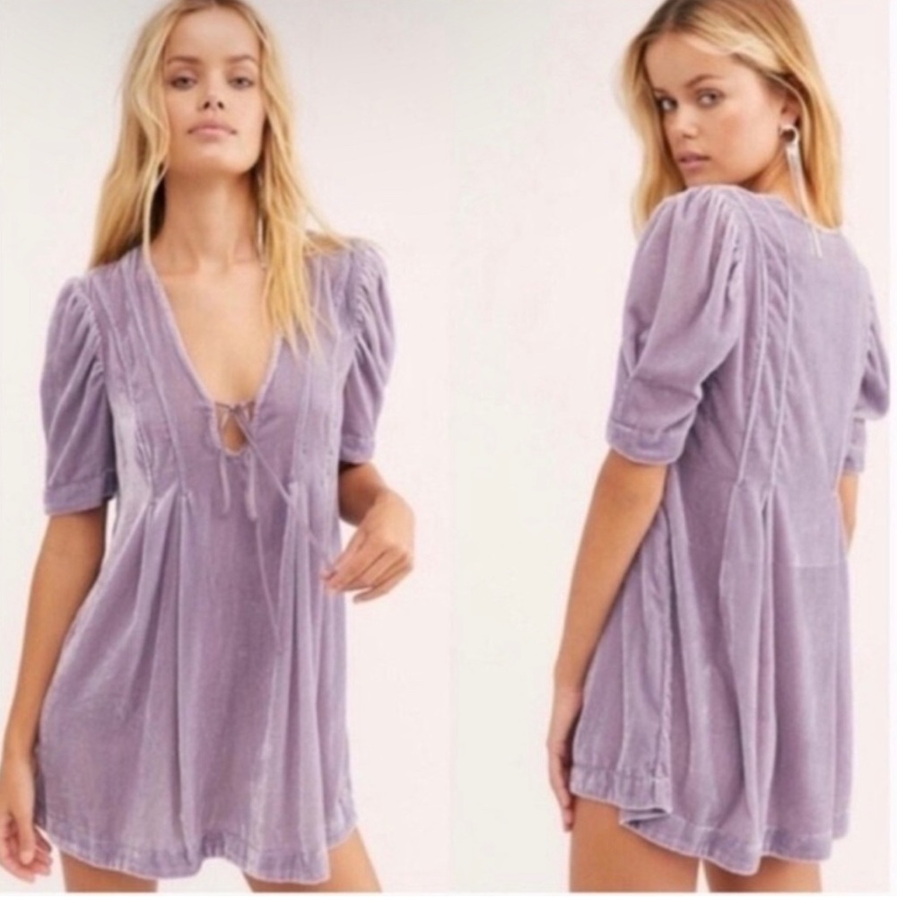 NWT Free People velvet fog, purple dress